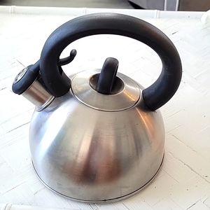 Copco Virtue Brushed Stainless Steel Whistling Tea Kettle Pot 2.3 Qt.